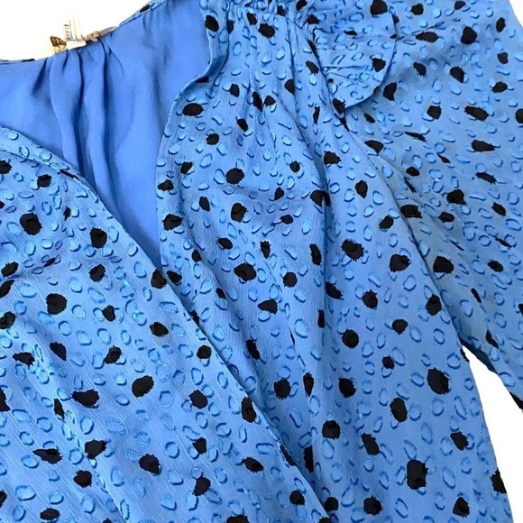 Rebecca Taylor Womens Nova Dot Clip Silk Wrap Mini Dress Long Sleeve Blue Size 0 - Picture 7 of 13